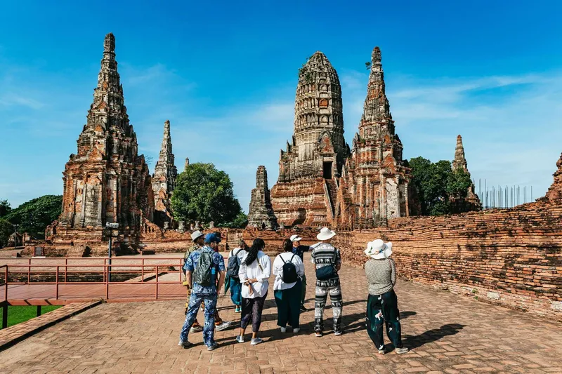 The triple chedis of Wat Phra Si Sanphet on a guided Ayutthaya temples tour from Bangkok, Thailand
